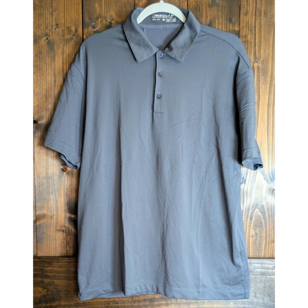 Nike Golf Mens M Polo Shirt Dark Charcoal Grey Dri-FIT Short Sleeve